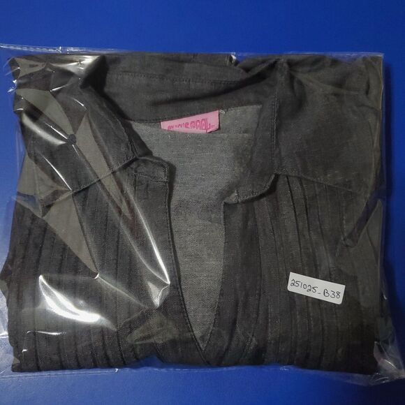 She's Cool Black Chambray Shirt Dress size Lg Roll-Tab 3/4 Sleeve Roll-Tab Hem - Picture 15 of 15